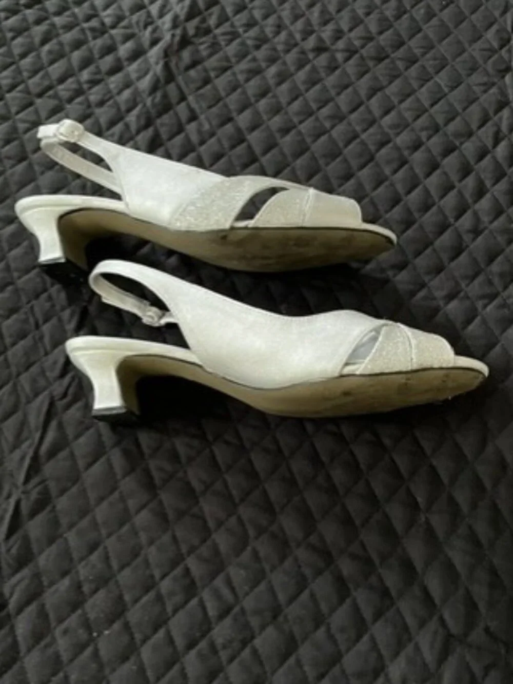 Silver Sling Back Heels 8.5 Wide